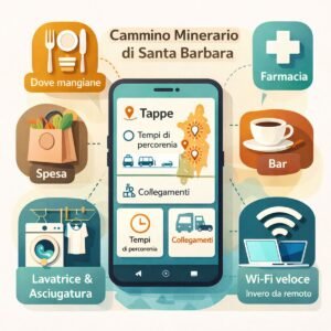 Servizi utili per il Cammino Minerario di Santa Barbara a pochi minuti dalla Pintadera Sarda a Carbonia.